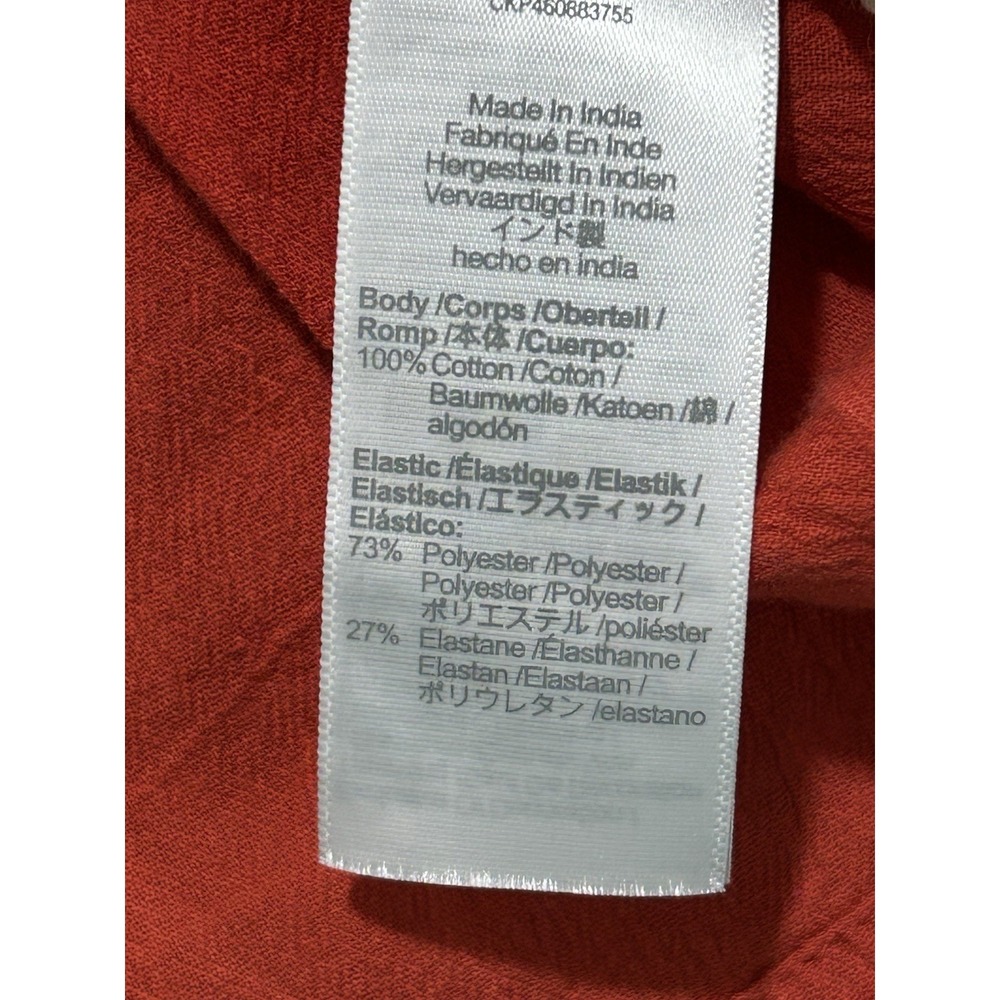 Madewell Women's M Eyelet-Sleeve Lucie Smocked Peplum Top Rust Color - Picture 6 of 7